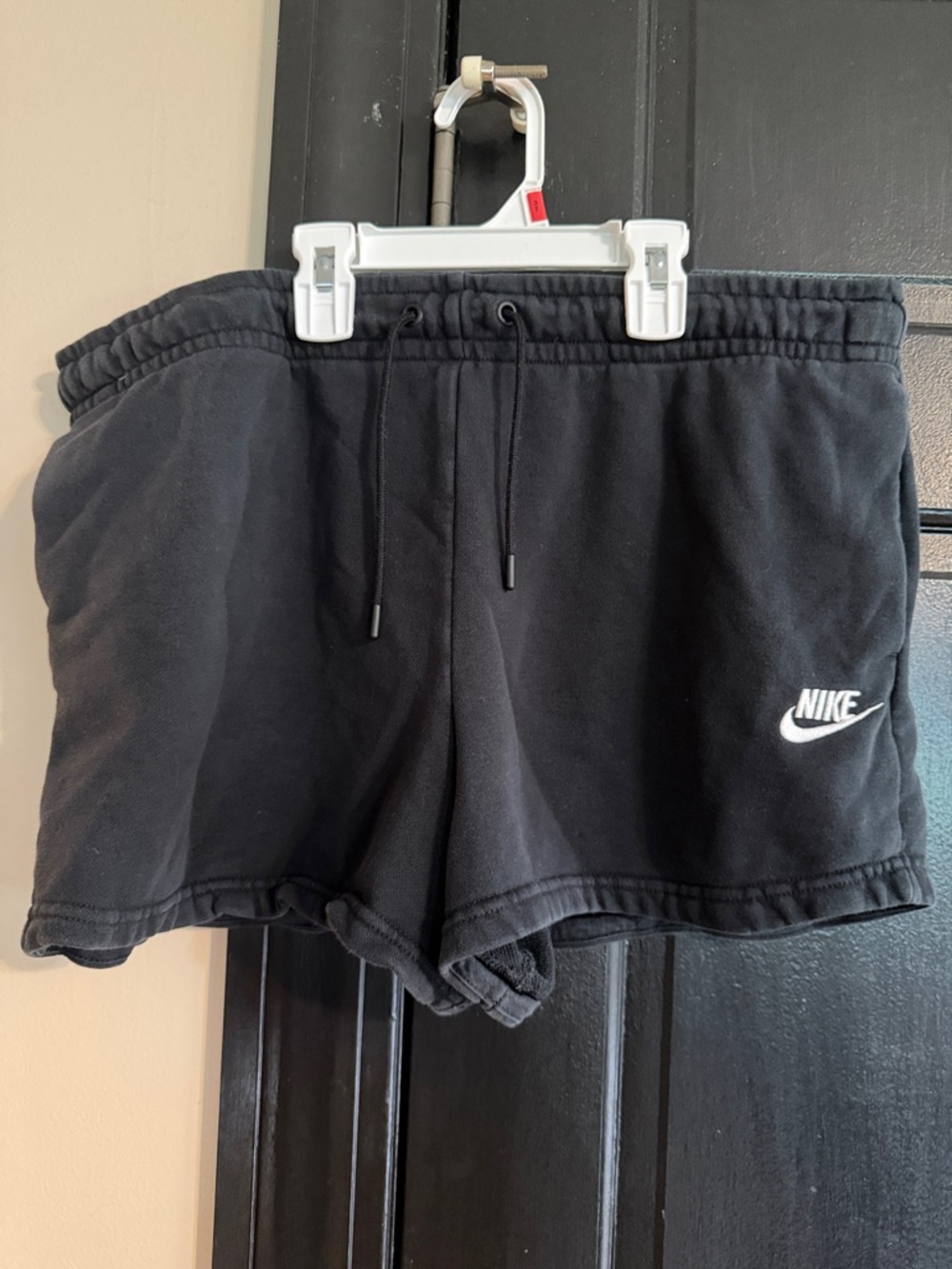 Nike Black Women's Athletic Drawstring Shorts with White Logo
